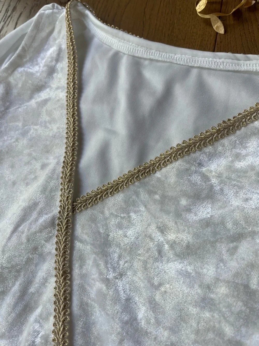 Greek costume Girls Medium White Velvet and Gold Goddess Costume Dress with Cape